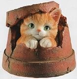 GORGEOUS DECORATIVE PLANT POT ORNAMENT WITH PEEPING CAT