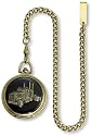 Benrus 18 Wheeler Antique Finish Gold Tone Pocket Watch w/ Chain # 384
