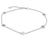 Sterling Silver Anklet Star Charms Chain - Ideal Gift For Mother Day, Anniversary, Engagement, Wedding, Birthday, For Her