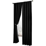 Maytex Velvet Blackout Panel Curtain, Black, 40" x 84"
