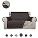 PureFit Reversible Quilted Sofa Cover, Water Resistant Slipcover Furniture Protector, Washable Couch Cover with Anti-Slip Foam and Elastic Straps for Kids, Dogs, Pets (Loveseat, Chocolate/Beige)