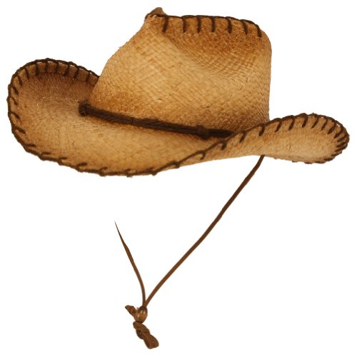 Cowboy Raffia Natural Straw Stitched Fedora Shapeable