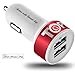 TopG [Lifetime Warranty] Dual USB Ports 3.1A Portable USB Car Charger for iPhone 5 5S 5C 4 4S,iPad 4 3 2,iPad mini,iPad air Battery Power Supply for All Apple Device (Lightning Cable/Adapter Not Included)- (White+Red)