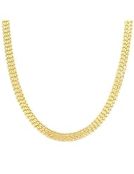 18 Karat Gold over Silver 5-strand Diamond-cut Bar Link Necklace (18 Inch)