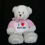 Plush White Teddy Bear (Dena) toy with I Love Bot r