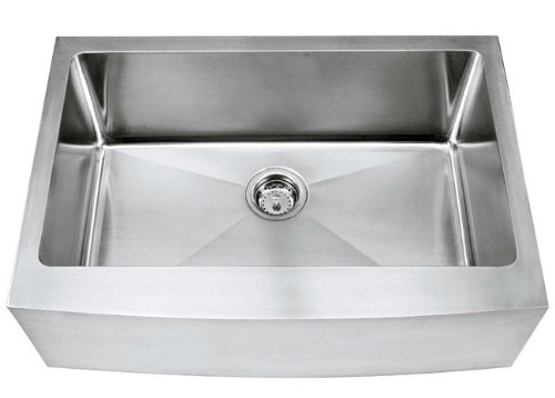 30 Inch Stainless Steel Curved Front Farm Apron Kitchen Sink - 1 Radius Design Single Bowl