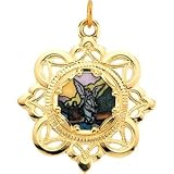 10K Yellow Gold Guardian Angle Framed Enamel Pendant