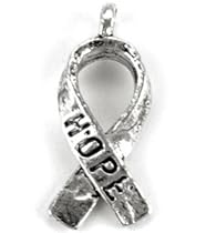 Charms-Hope Ribbon 12PK/Antique Silver Plated