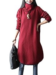 Turtleneck Polka Dot Print Jacquard  Dress