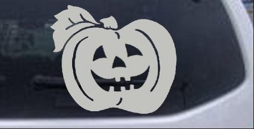 4in X 3.5in Silver -- Jack O Lantern Halloween Other Car Window Wall Laptop Decal Sticker
