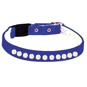 Pet Supply Imports - Blue Velveteen Jeweled Break Away Cat Collars Siz 12 by PSI