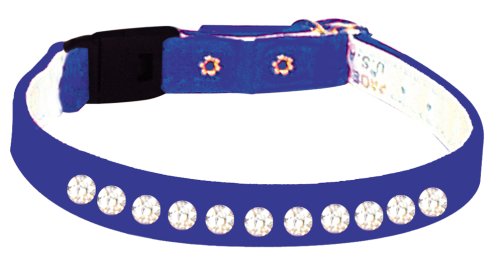 Pet Supply Imports - Blue Velveteen Jeweled Break Away Cat Collars Siz 10