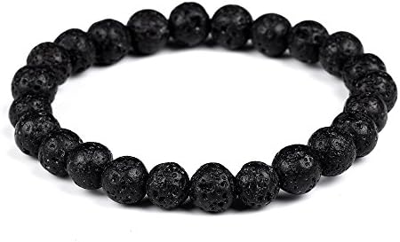 LeVon Designs Fashion Elastic Natural Stones Link Bracelet (Lava Stone)