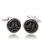 Birds stamp Black & Silver Cufflinks