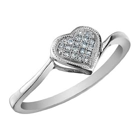 Diamond Heart Promise Ring in 10K White Gold