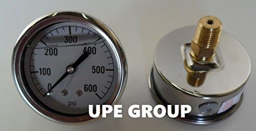 NEW STAINLESS STEEL LIQUID FILLED PRESSURE GAUGE WOG WATER OIL GAS 0 to 600 PSI BACK MOUNT 0-600 PSI 1/4" NPT 2.5" FACE/DIAL FOR COMPRESSOR HYDRAULIC AIR TANK PNEUMATIC