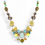 NEW Ayala's Hip Fabrics Necklace in Antique Yellows and Blues #8788 ANK ONK