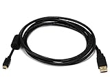 Monoprice 3-Feet USB 2.0 A Male to Mini-B 5pin Male 28/24AWG Cable with Ferrite Core (Gold Plated) (105447)