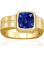 14K Yellow Gold Cushion Cut Blue Sapphire Solitaire Ring