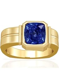 14K Yellow Gold Cushion Cut Blue Sapphire Solitaire Ring