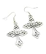 Roman Cross Crystal Studded Earrings Silver