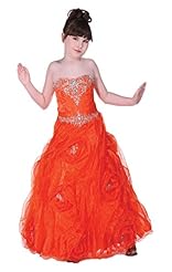 Girls Strapless Ankle Length  Crystals Crystal Lace Floral Print Organza  Ball Gown Pageant Dress/Party Dress 