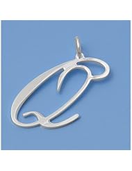 Sterling Silver Italian Initial Q Pendant Wholesale Cute Charm Pure 925 New 31mm with 1mm Ball Bead Chain