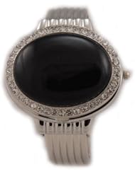 Bora Twilight Bella Style Oval Onyx Cuff Crystal Watch