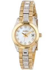 Elgin Womens EG714 Austrian Crystal Accented Gold-Tone Classic Watch