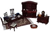 42 tlg. Set Wohnzimmer Stube Maßstab 1:12 _ HOLZ Schrank Möbel Set Nostalgie Miniatur für Puppenstube Puppenhaus Kommode Zubehör Tisch Eßzimmer Esszimmer Stühle Wohnzimmerschrank Geschirr