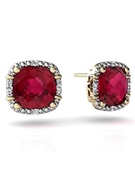 Created Ruby 14kt Yellow Gold Earrings