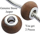 Pandora compatable Murano Glass beads by GlitZ JewelZ © - Silver - you get 2 natural stone beads at a bargain price - fits pandora, chamilia & troll bracelets