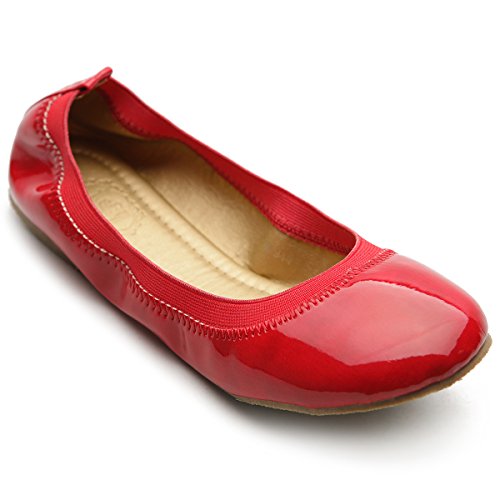 Ollio Women's Ballet Shoe Comfort Cute Enamel Flat