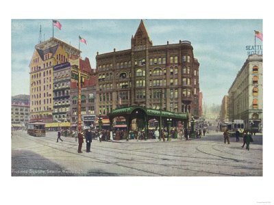 412OeJ9iQlL View of Pergola in Pioneer Square   Seattle, WA Stretched Canvas Poster Print, 12x16