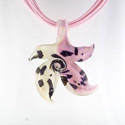 Starshaped Murano Glass Pendant - Stardust Purple/White