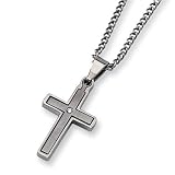 Chisel- 2 Piece Titanium Diamond Cross on 22" Chain Necklaces & PendantsChisel-SRN102-22 by Chisel