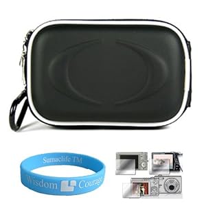 Camera Case for Canon PowerShot IXUS SD Series (Eva Black) + Universal LCD Screen Protector Kit + Includes SumacLife TM Wisdom Courage Wristband