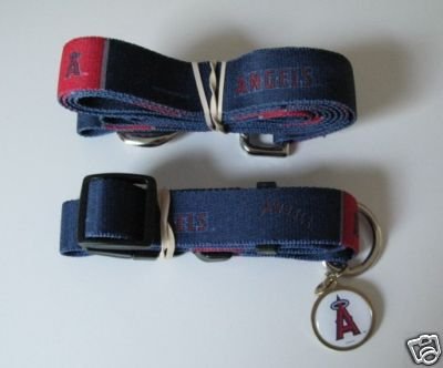 Los Angeles Angels Dog Pet Set Leash Collar ID Tag XS