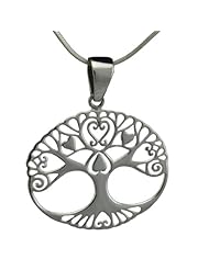 WithLoveSilver Sterling Silver 925 Round Tree of Life Heart Stencil Design Pendant