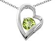 1.25 cttw 14k White Gold Plated 925 Sterling Silver and Genuine Round Peridot Heart Pendant
