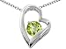 1.25 cttw 14k White Gold Plated 925 Sterling Silver and Genuine Round Peridot Heart Pendant