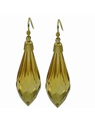 De Buman 18k Yellow Gold Genuine Citrine and Diamond Earrings