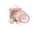 CR Gibson Baby and Toddler Plate, Bowl, Cup, Fork and Spoon Dining Set, ABC and Me,