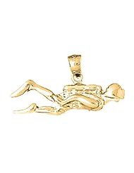 Gold-Plated 925 Sterling Silver Scuba Diver Pendant