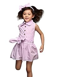 Girls  Lace Dots Print Romper/Jumpsuit  With a Bow(s)