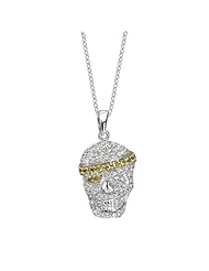 14k White Gold 0.85 Ctw Pirate Skull Diamond Necklace