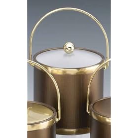 Kraftware 44365 Corduroy - Bronze 3 Quart Ice Bucket with Bale Handle, Bands and Acrylic... by Kraftware