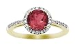 10k Yellow Gold, July Birthstone, Lab Created Ruby and Diamond Ring