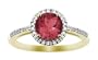10k Yellow Gold, July Birthstone, Created Ruby and Diamond Ring, Size 9