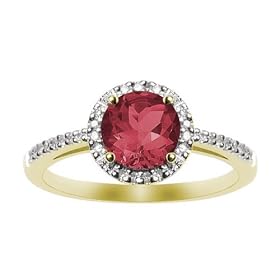 10k Yellow Gold, July Birthstone, Lab-Created Ruby and Diamond Ring, Size 7 by